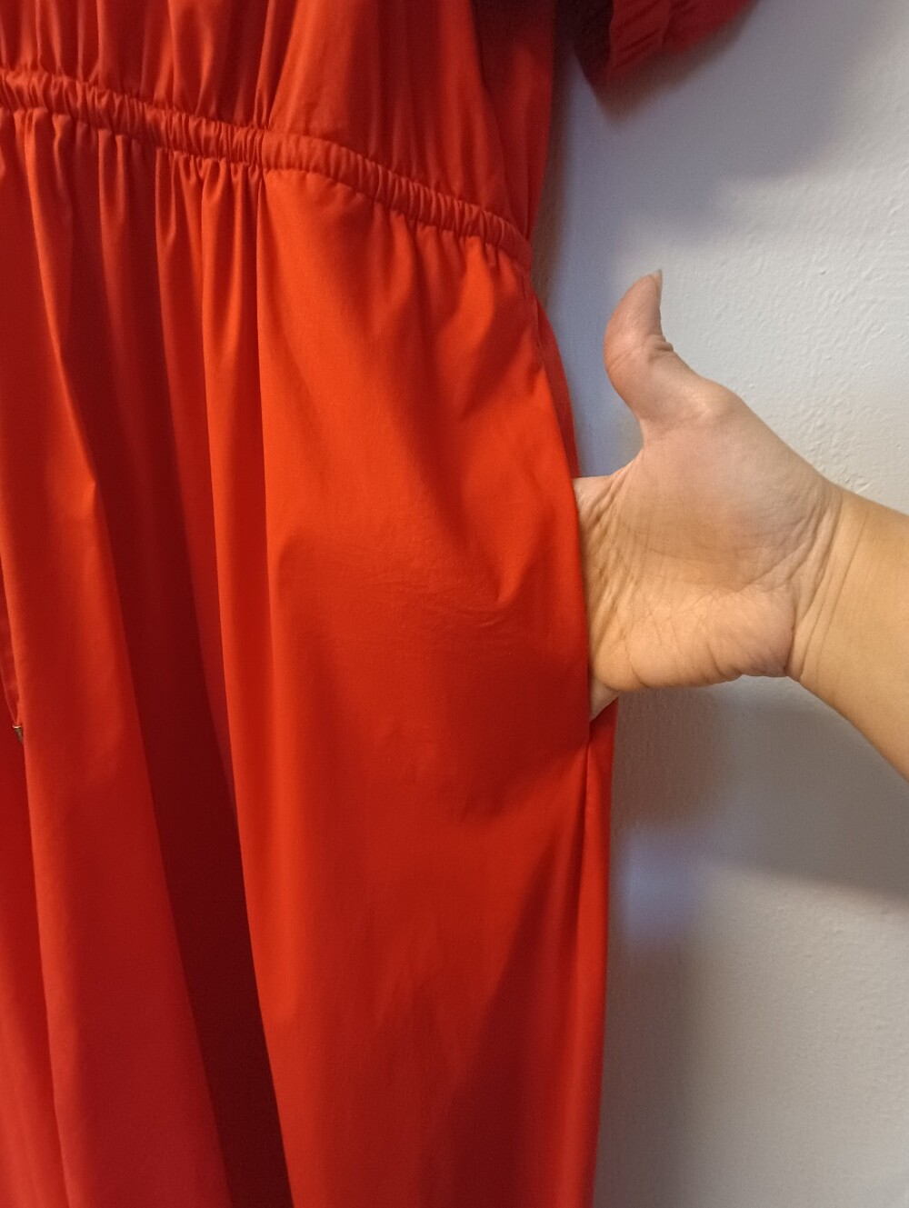 Ralph Lauren Puff Sleeves Midi Red Dress Black Label Size: 14 - Picture 10 of 10